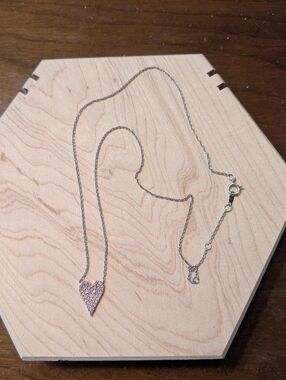 Pink Sapphire Pave Heart Pendant Sterling Silver Necklace